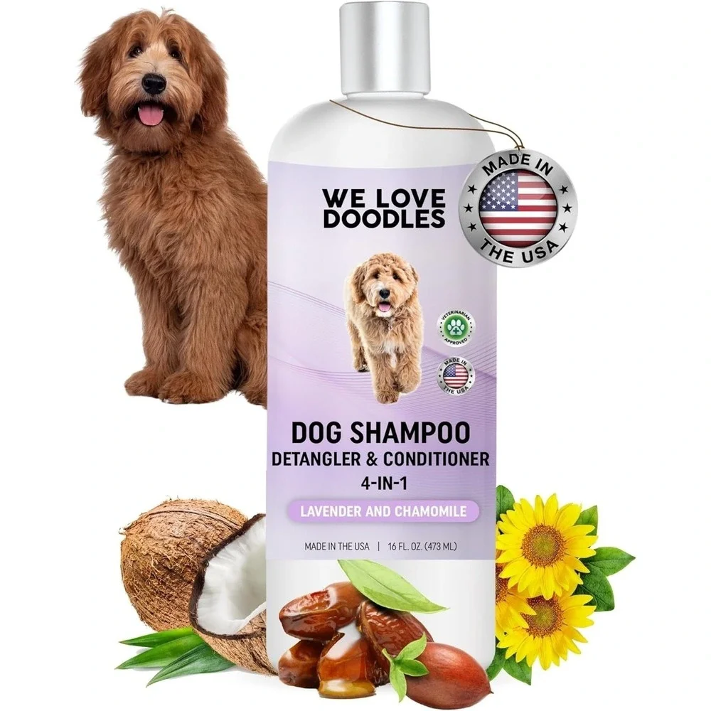 4-in-1 Dog Shampoo, Conditioner & Detangler – Lavender, 16oz, for Doodles
